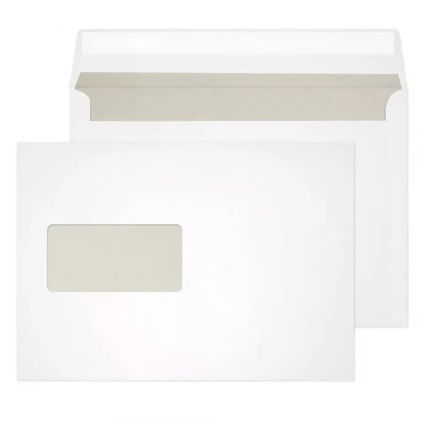 C5 Bright White Peel & Seal Grey Wash Window Wallet Envelopes