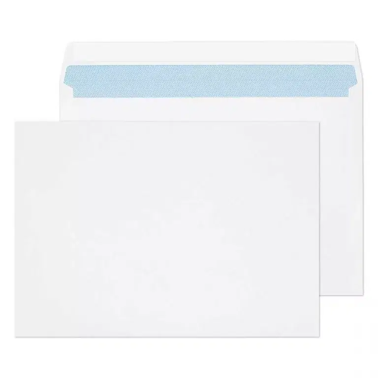 C5 White Peel & Seal Blue Hatch Wallet Envelopes
