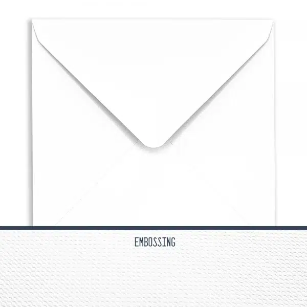 130mm SQ White Buckram Embossed Envelopes