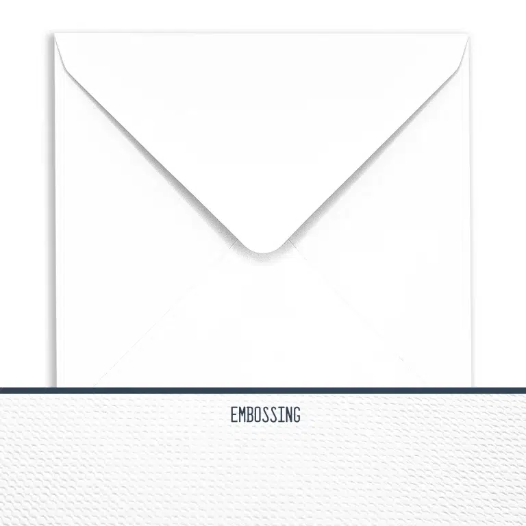 130mm SQ White Buckram Embossed Envelopes