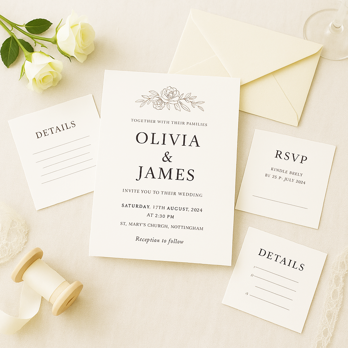 A5 Flat Sheet Wedding Invites