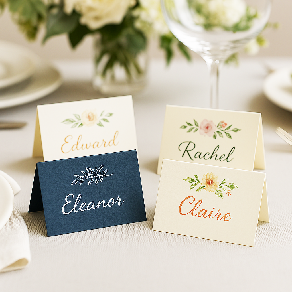 Folded Place Cards - Olin Colours Bright White 2 Custom Printed Place Cards