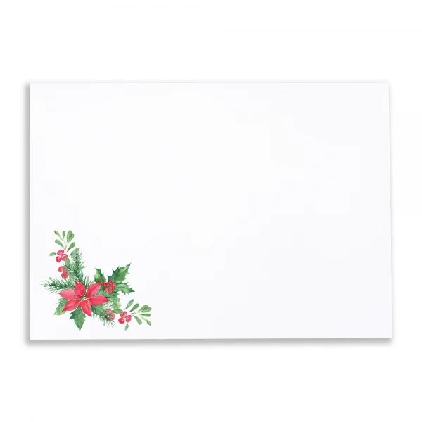 Poinsettia White Printed Envelopes
