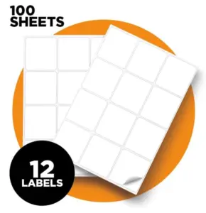 A4 Sheet White Self-Adhesive Labels - 63 x 72mm - 12 Labels - Pack of 100 - View 1