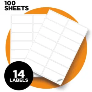 A4 Sheet White Self-Adhesive Labels - 99 x 38mm - 14 Labels - Pack of 100 15 LAB A41 14PE