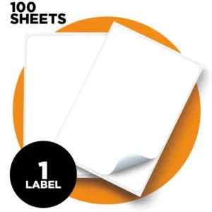 A4 Sheet White Self-Adhesive Labels - 199 x 281mm - 1 Label - Pack of 100 13 LAB A41 1PE