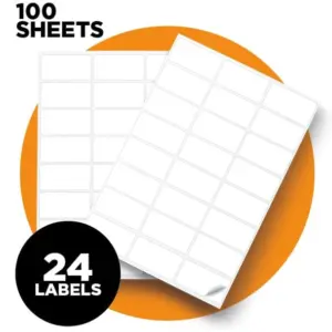 A4 Sheet White Self-Adhesive Labels - 63 x 34mm - 24 Labels - Pack of 100 17 LAB A41 24PE