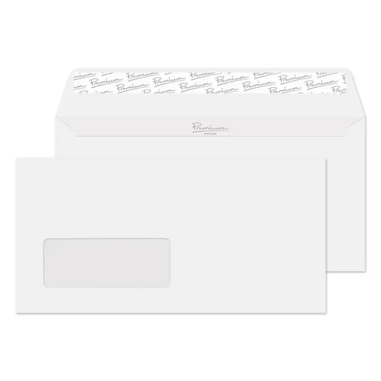 DL Ice White Premium Business Peel & Seal Window Wallet Envelopes (120gsm)
