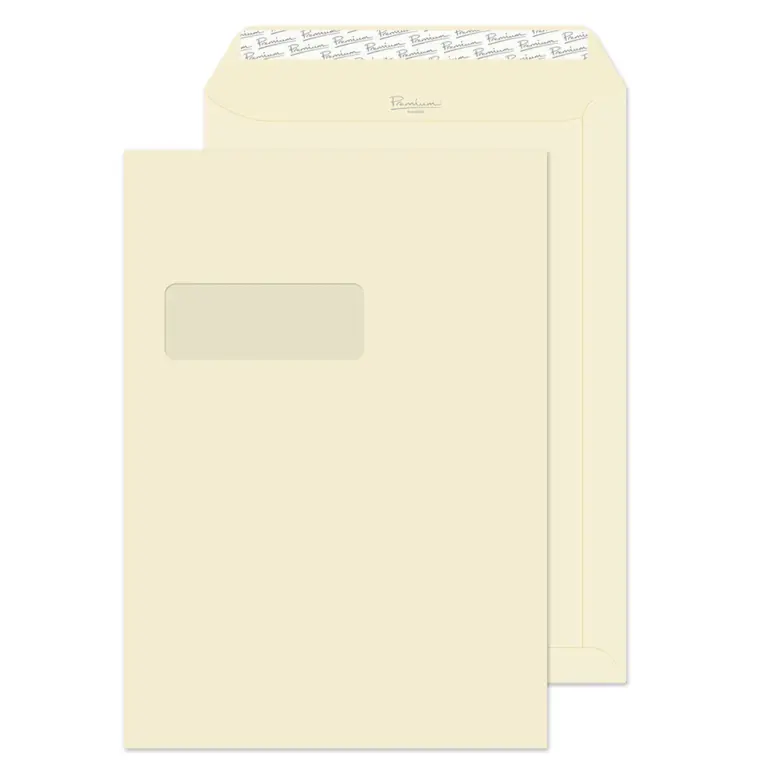 C4 Cream Premium Business Peel & Seal Window Wallet Envelopes (120gsm)