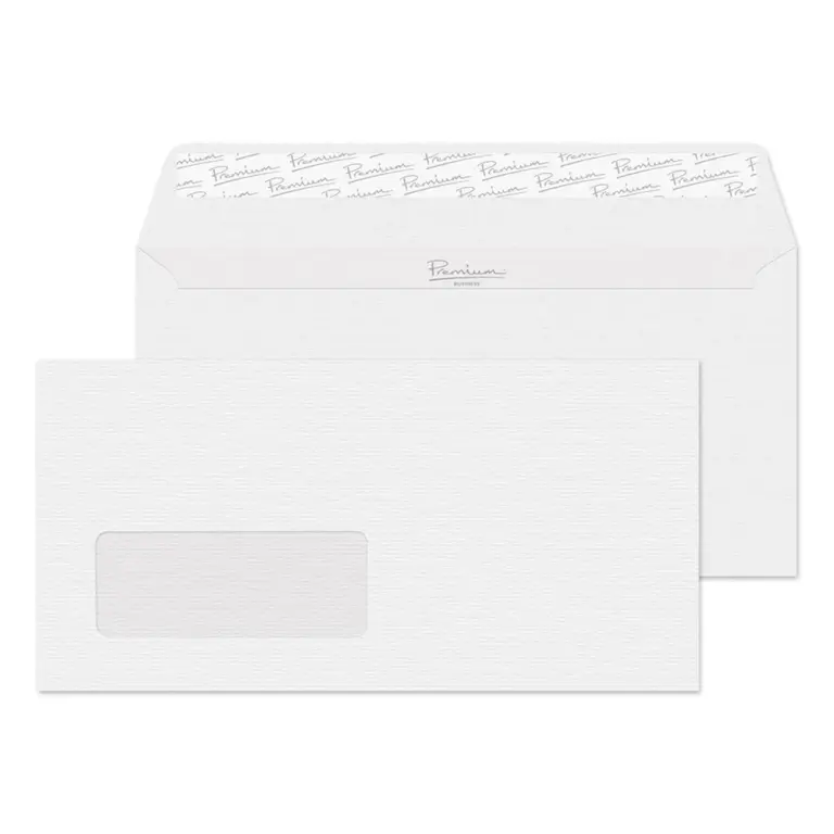 DL Diamond White Laid Premium Business Peel & Seal Window Wallet Envelopes (120gsm)