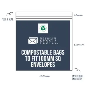 Compostable - Cello Bags to Fit 100mm SQ Envelopes (Peel & Seal) 17 Compostable - Cello Bags to Fit 100mm SQ Envelopes (Peel & Seal)