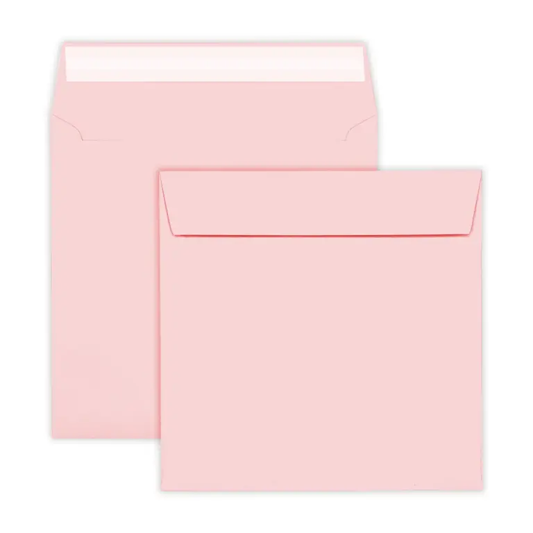 155mm Square Pale Pink Peel & Seal Envelopes (120gsm)