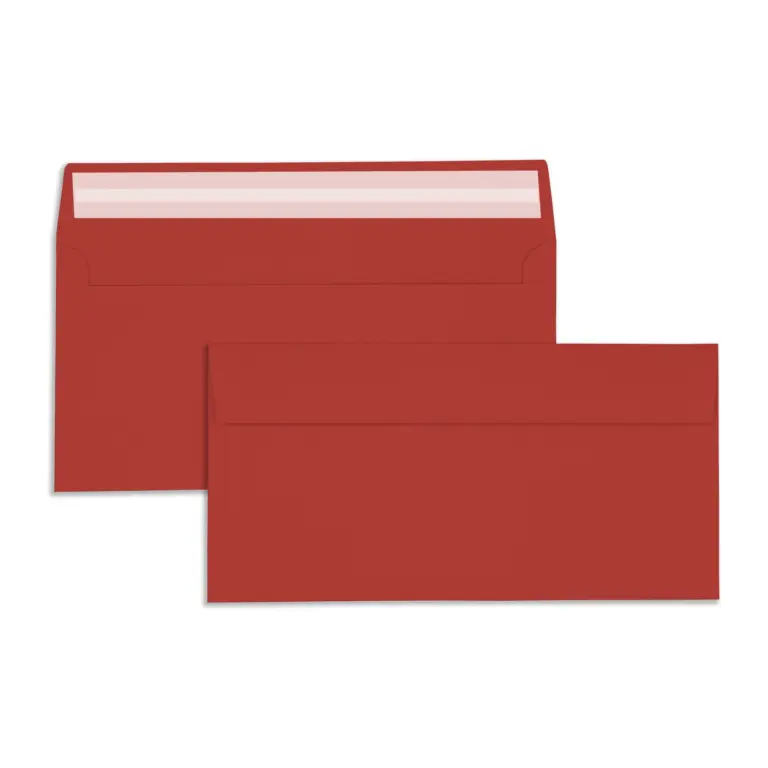 DL Bright Red Peel & Seal Wallet Envelopes (120gsm)