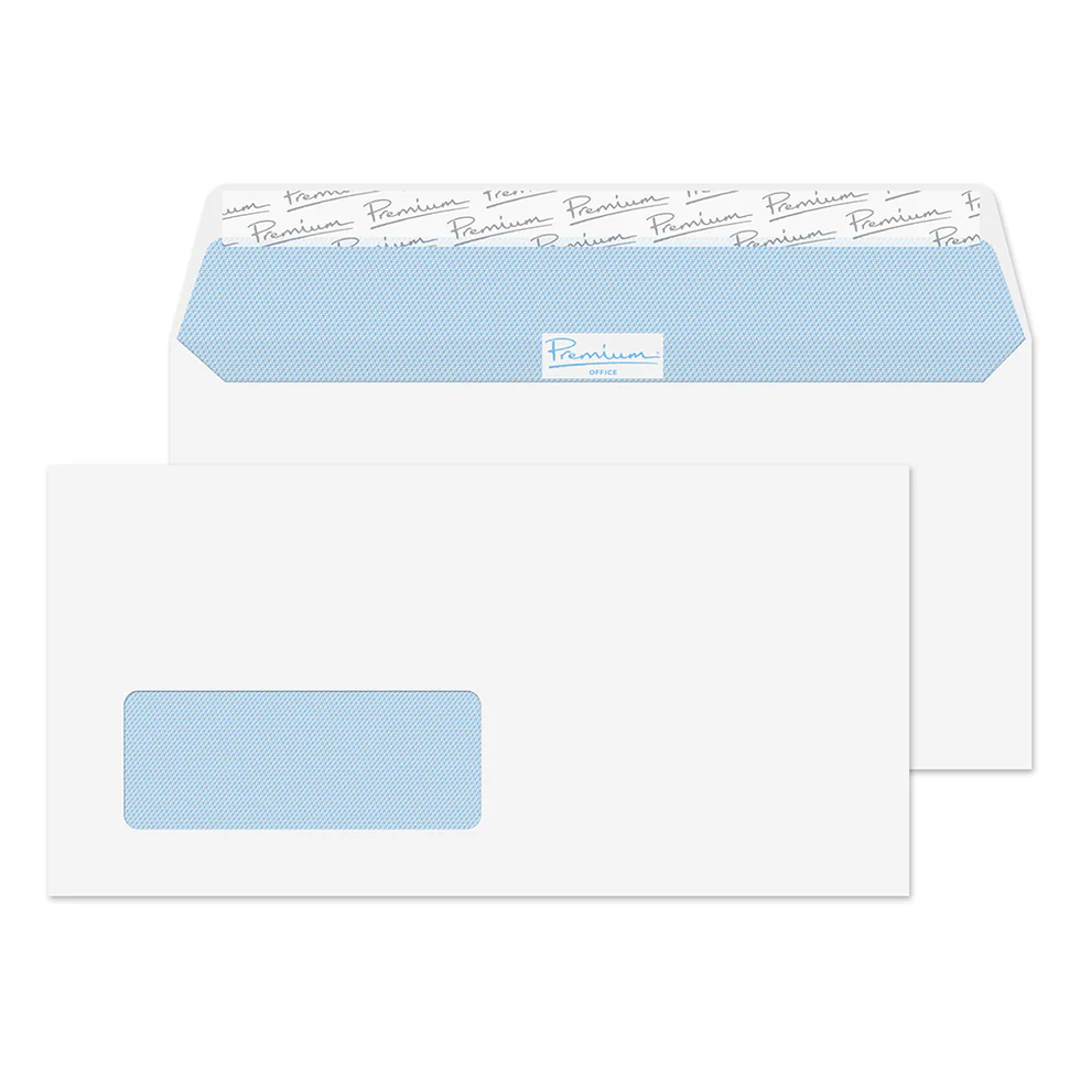 DL Ultra White Premium Office Peel & Seal Window Blue Hatch Wallet Envelopes (120gsm) 1 32216_1_2