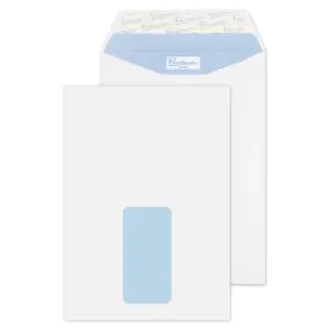 C5 Ultra White Premium Office Peel & Seal Blue Hatch Pocket Window Envelopes (120gsm) 16 34116 1 2