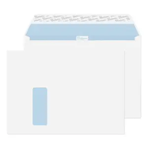 C4 Ultra White Premium Office Blue Hatch Peel & Seal Window Wallet Envelopes (120gsm) 5 36216 1