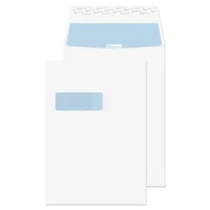 C4 Ultra White Premium Office Peel & Seal Blue Hatch Window Pocket Gusset Envelopes (140gsm) 5 37116 1 2