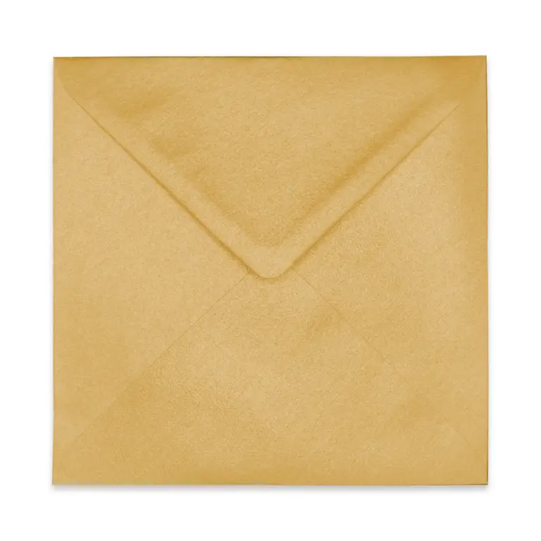 155mm Square Rustic Gold Recycled Kraft Pearlescent Envelopes (120gsm)