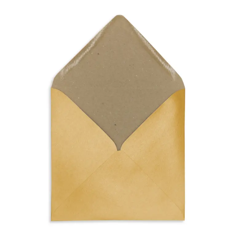 155mm Square Rustic Gold Recycled Kraft Pearlescent Envelopes (120gsm)