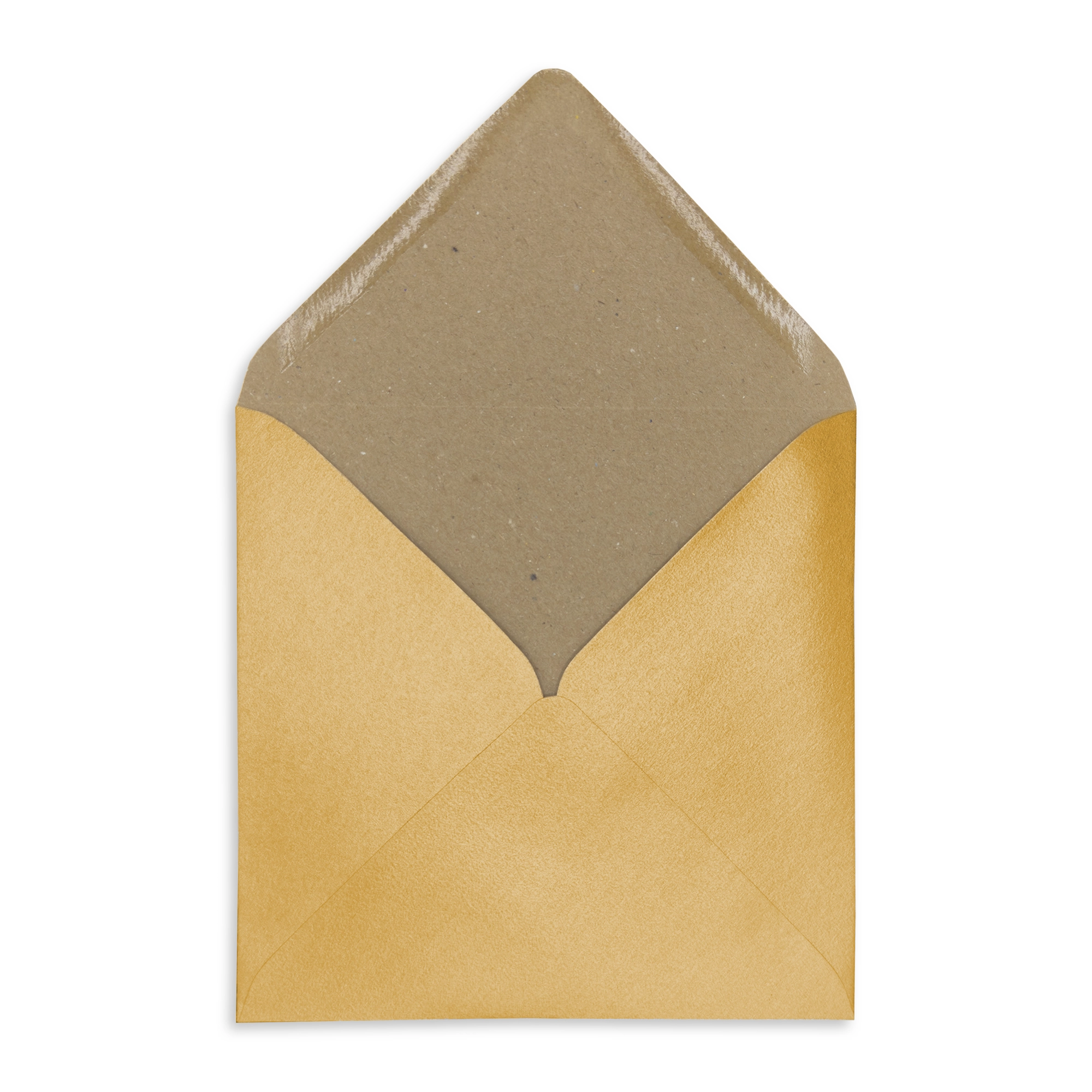 130mm Square Rustic Gold Recycled Kraft Pearlescent Envelopes (120gsm) 3 Rustic Gold Sq Envelopes Open