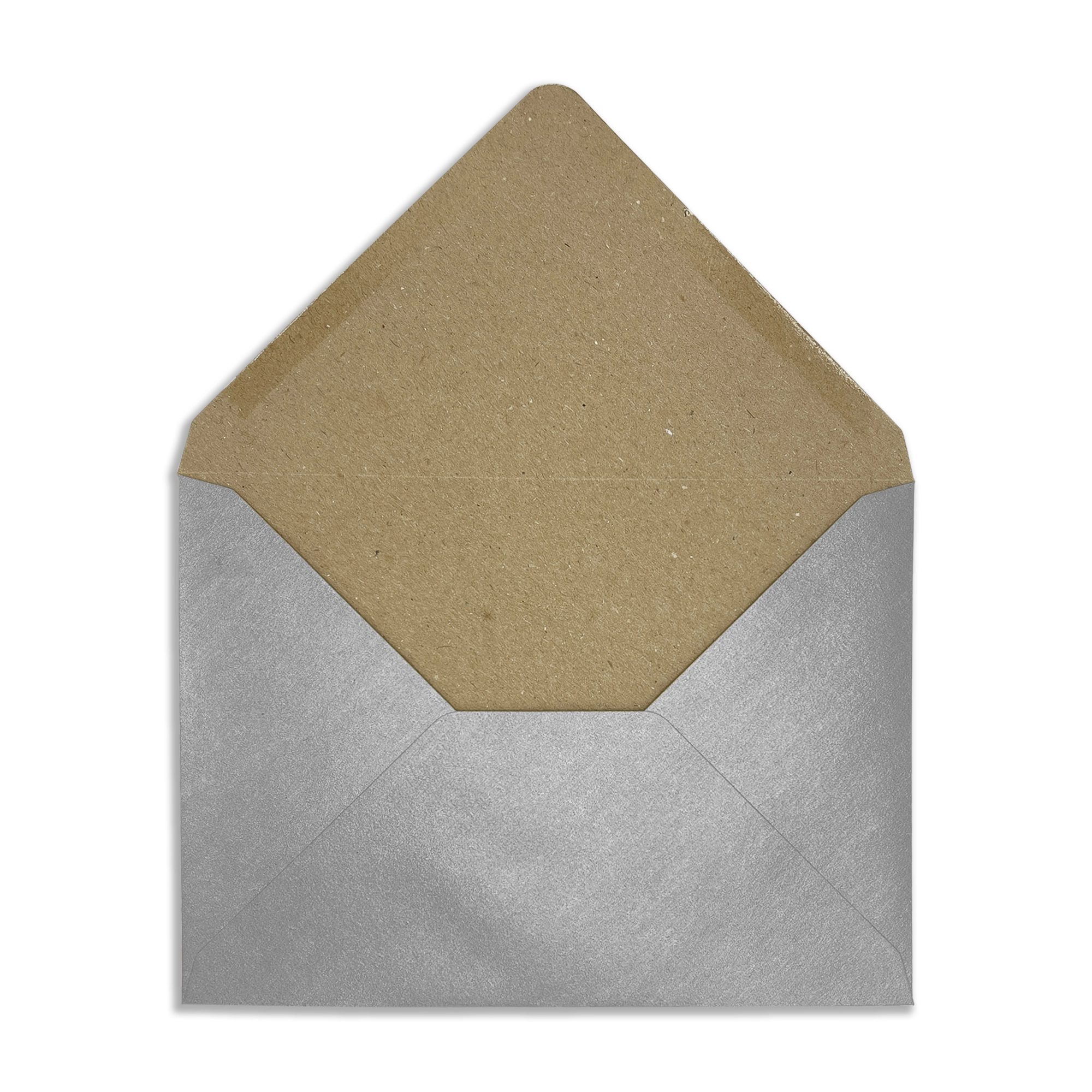 C6 Rustic Silver Recycled Kraft Pearlescent Envelopes (120gsm) 2 rustic Silver – C6- Open