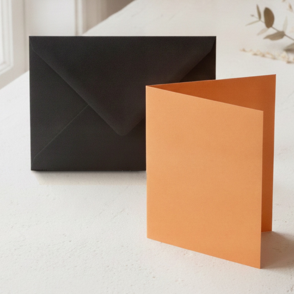A6 Orange Card Blanks & C6 Black Envelopes - Pack of 50