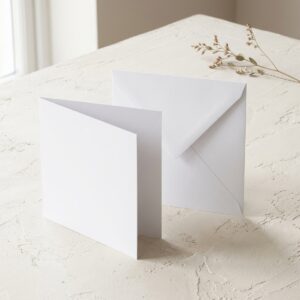 150mm Square White Card Blanks & 155mm Square White Envelopes - Pack of 50