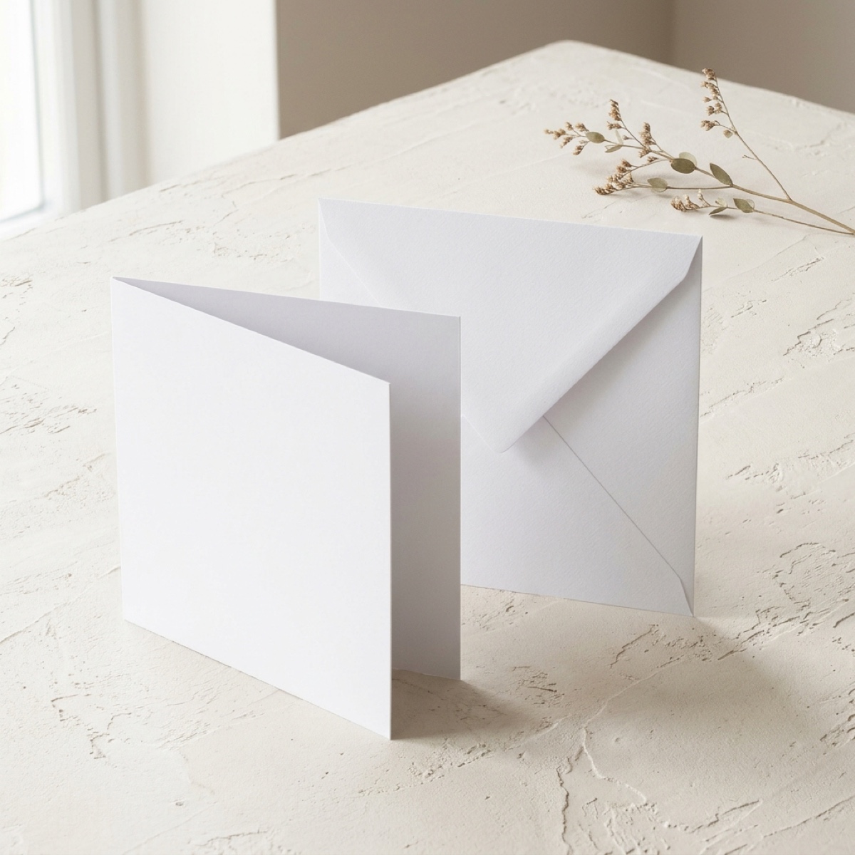 150mm Square White Card Blanks & 155mm Square White Envelopes - Pack of 50