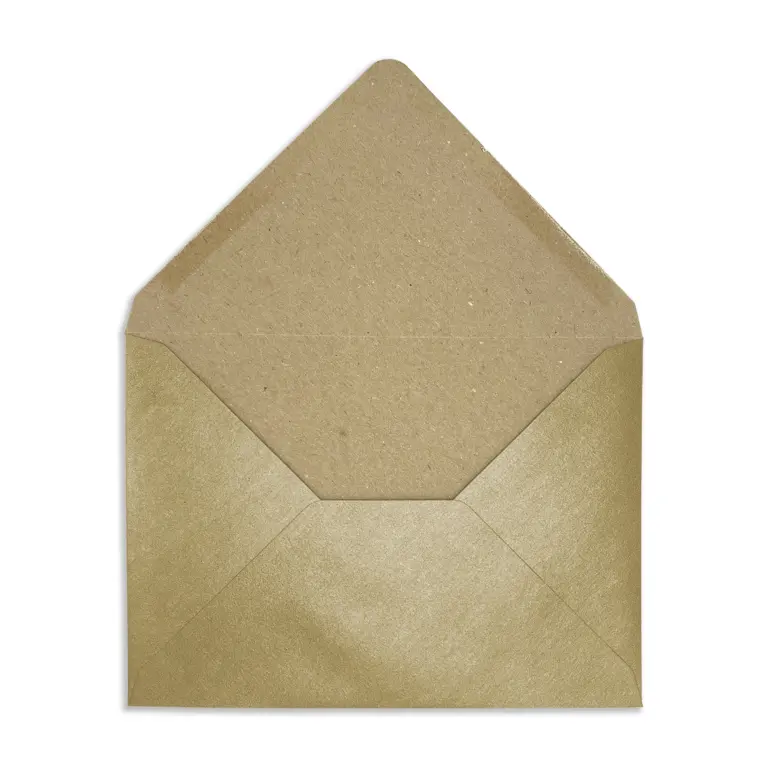 133mm x 184mm Rustic Pure Gold Recycled Kraft Pearlescent Envelopes (120gsm)