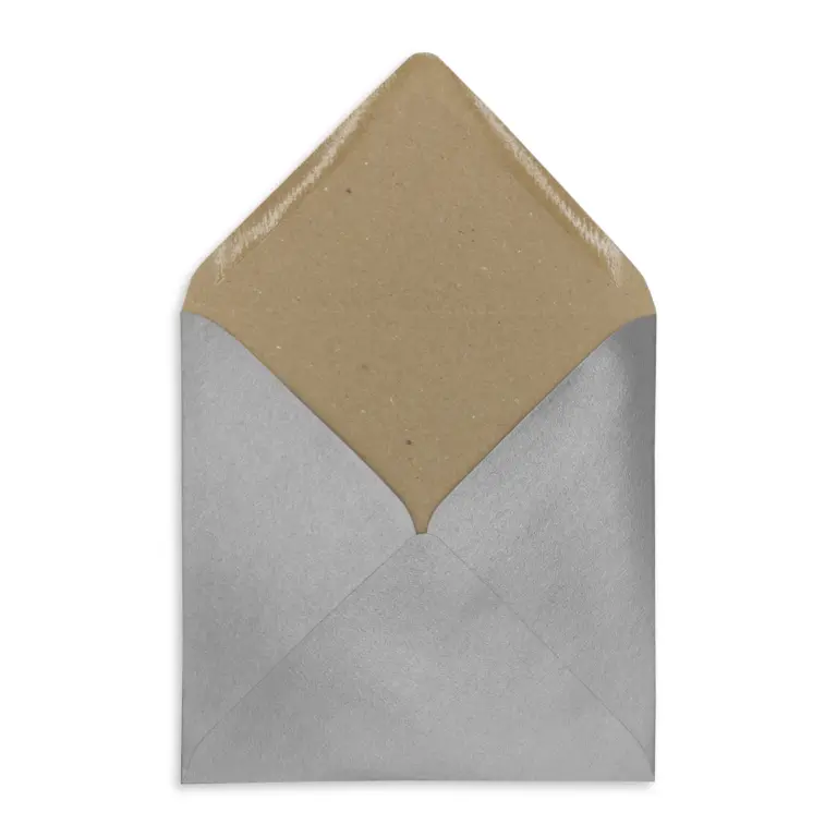 130mm Square Rustic Silver Recycled Kraft Pearlescent Envelopes (120gsm)
