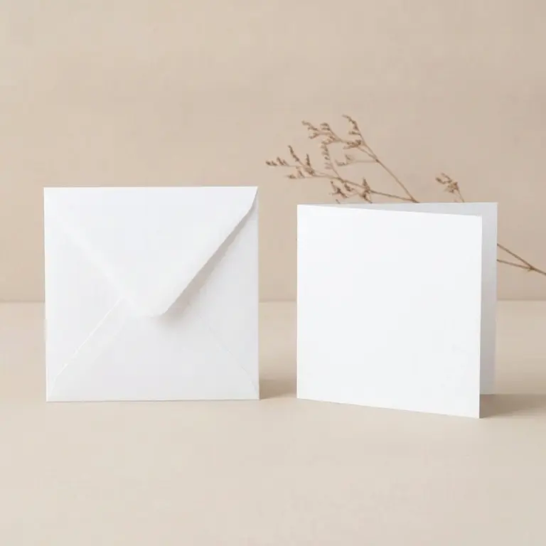 150mm Square GF Smith Card - Callisto Diamond White Card Blanks & 155mm Square Callisto Diamond White Envelopes Pack