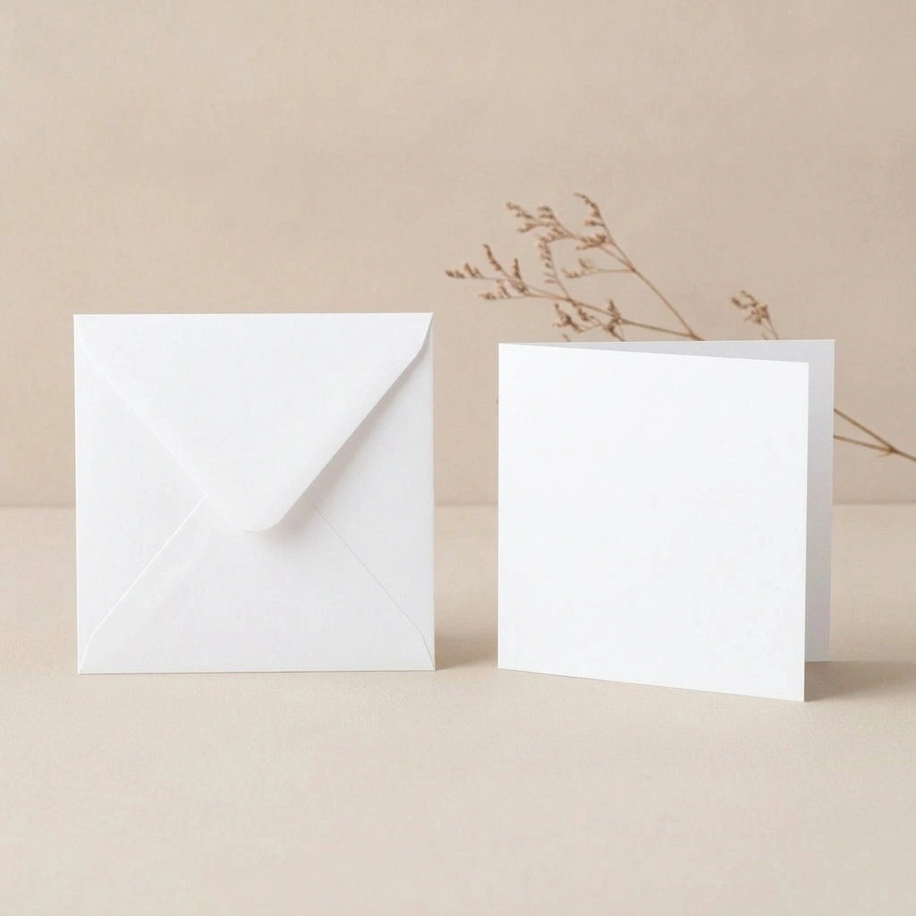 150mm Square GF Smith Card - Callisto Diamond White Card Blanks & 155mm Square Callisto Diamond White Envelopes Pack