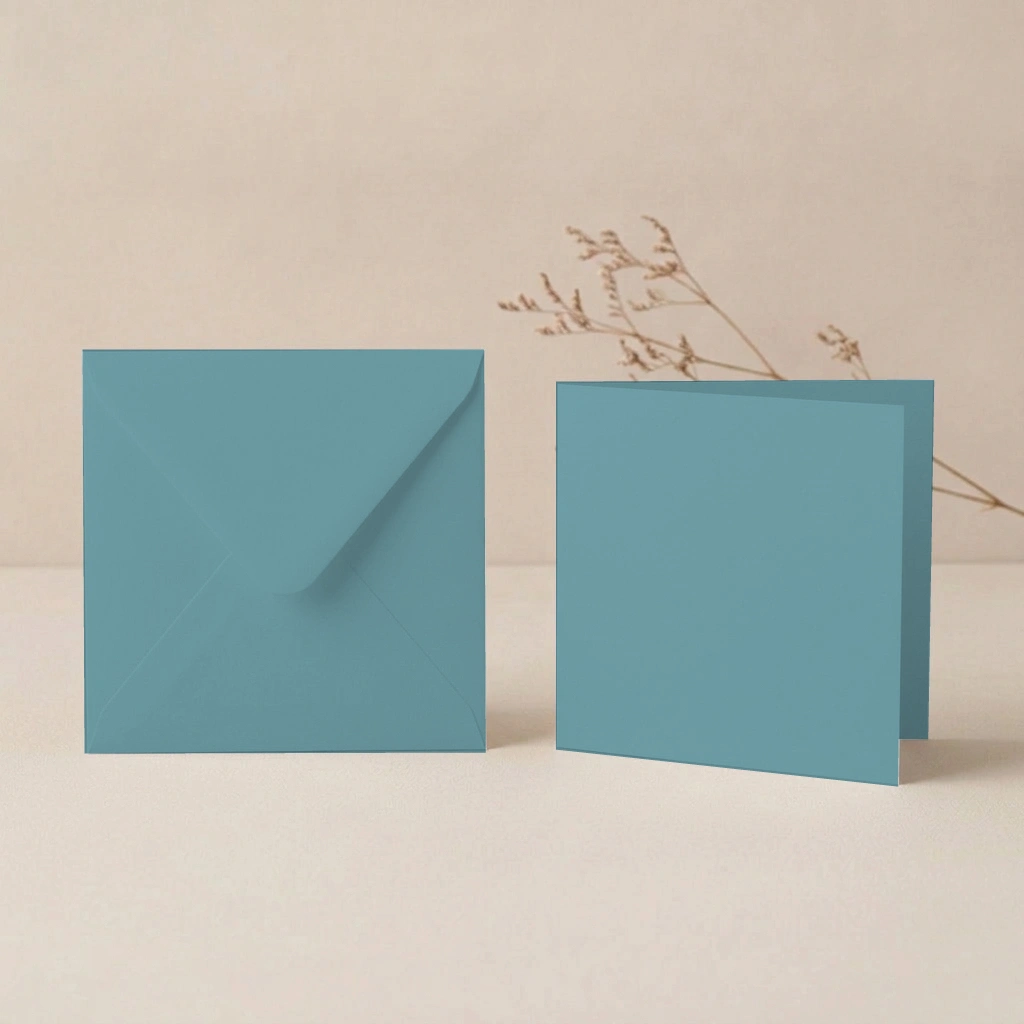 150mm Square Lagoon Lessebo Card - 300gsm Card Blanks & 155mm Square Lagoon Envelopes Pack