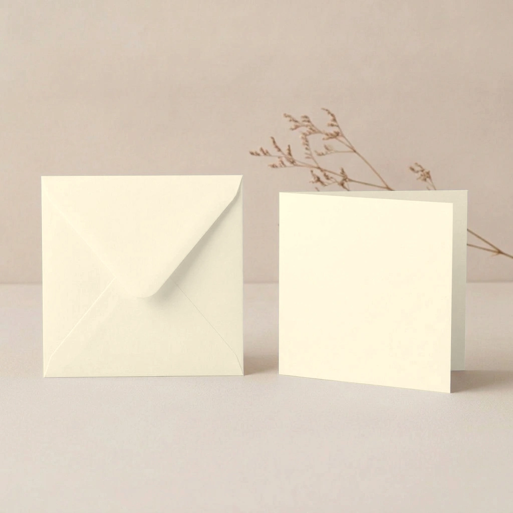 150mm Square Olin Colours Card - Ivory Card Blanks & 155mm Square Ivory Envelopes Pack