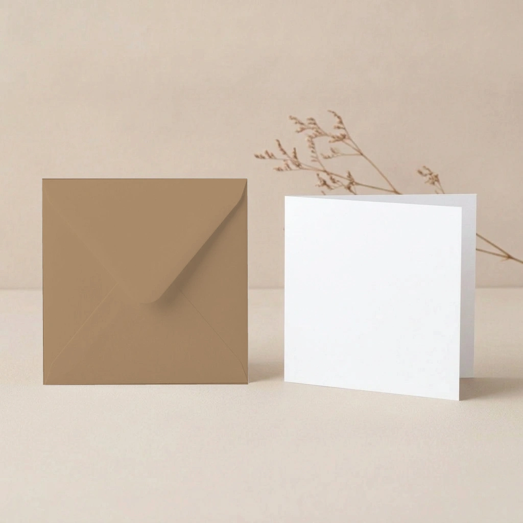 125mm Square Paperline PrePrint White Card Blanks & 130mm SQ Recycled Fleck Envelopes Pack