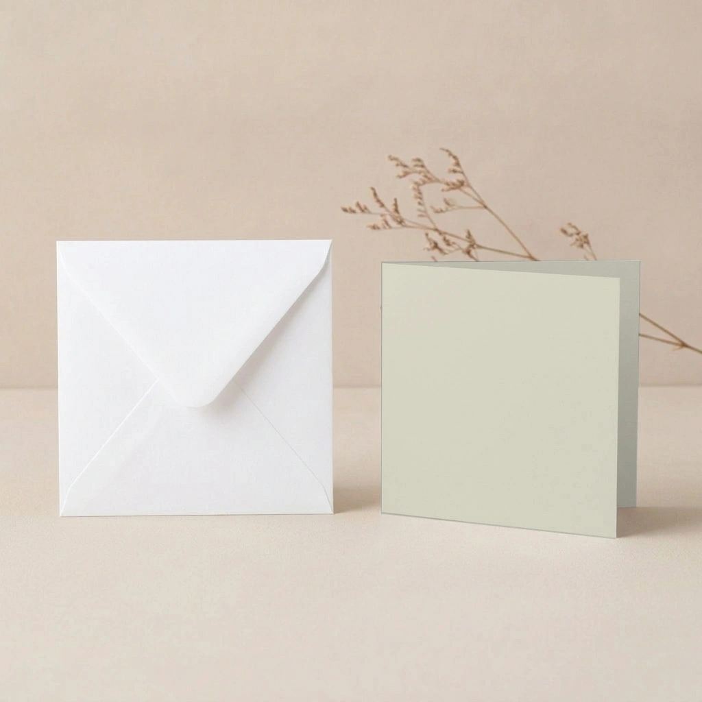 150mm Square Pashmina Lessebo Card - 300gsm Card Blanks & 155mm Square White Envelopes Pack