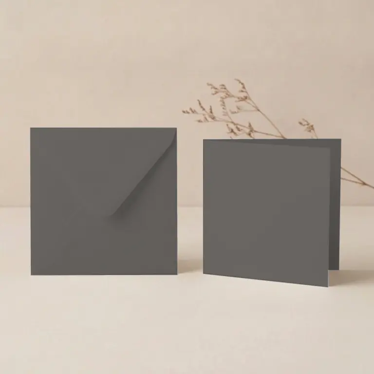 150mm Square Rhino Lessebo Card - 300gsm Card Blanks & 155mm Square Rhino Grey Envelopes Pack