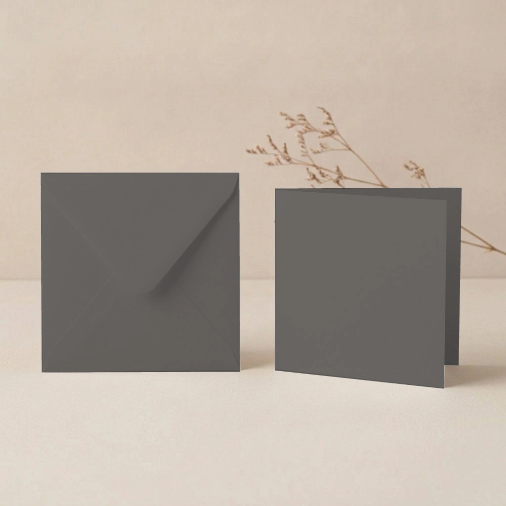 150mm Square Rhino Lessebo Card - 300gsm Card Blanks & 155mm Square Rhino Grey Envelopes Pack
