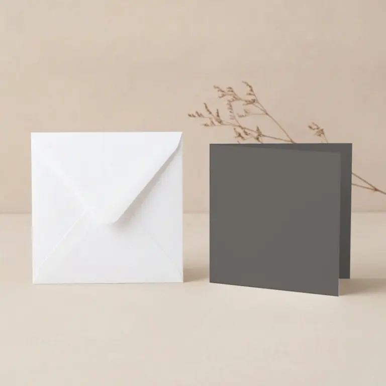 150mm Square Rhino Lessebo Card - 300gsm Card Blanks & 155mm Square White Envelopes Pack