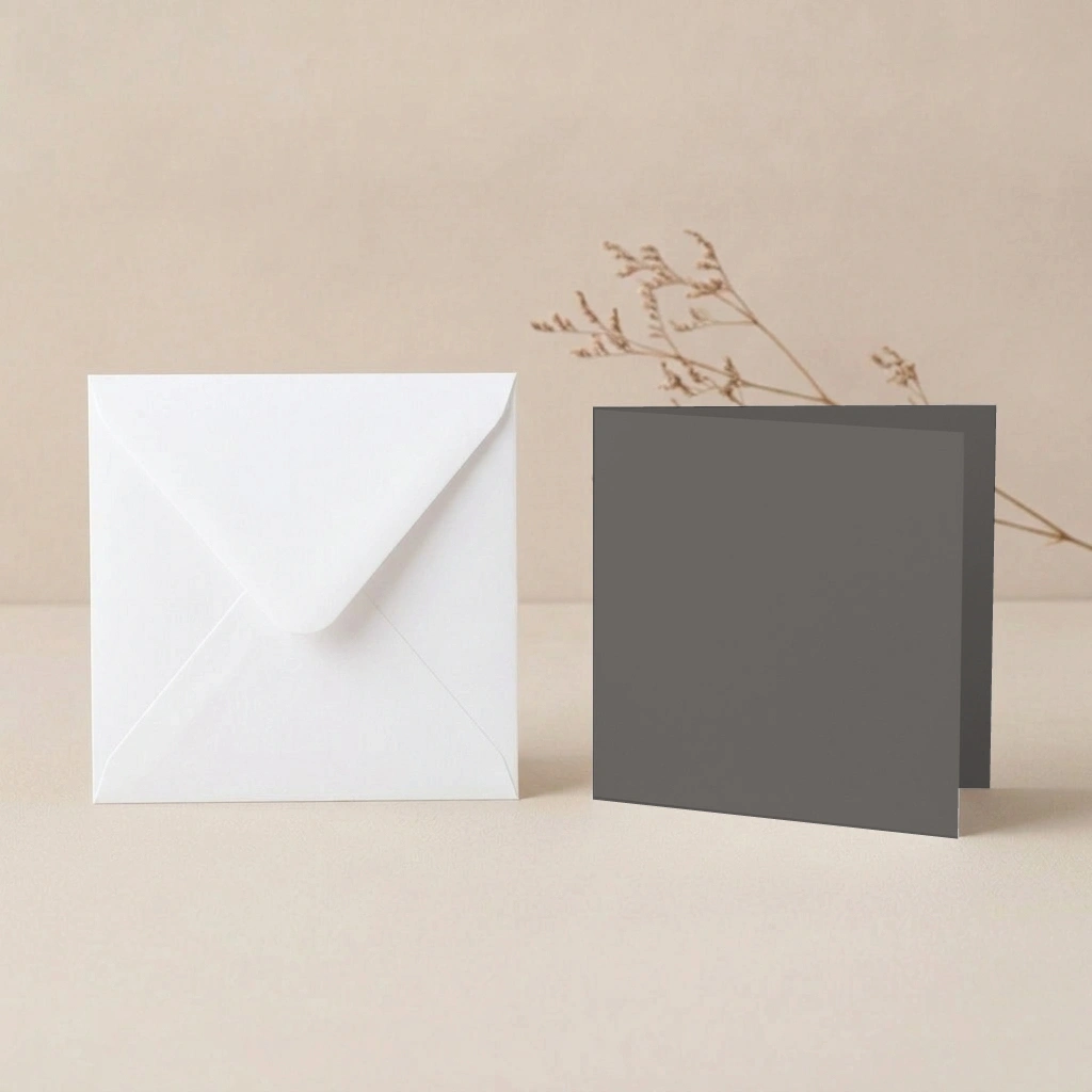150mm Square Rhino Lessebo Card - 300gsm Card Blanks & 155mm Square White Envelopes Pack