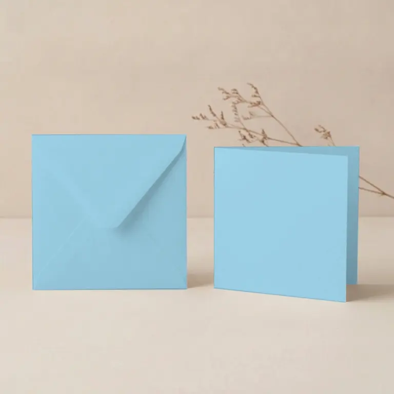 150mm Square Salt Water Lessebo Card - 300gsm Card Blanks & 155mm Square Salt Water Envelopes Pack