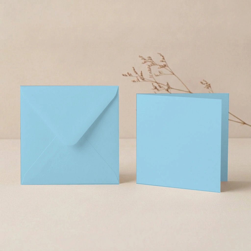 150mm Square Salt Water Lessebo Card - 300gsm Card Blanks & 155mm Square Salt Water Envelopes Pack