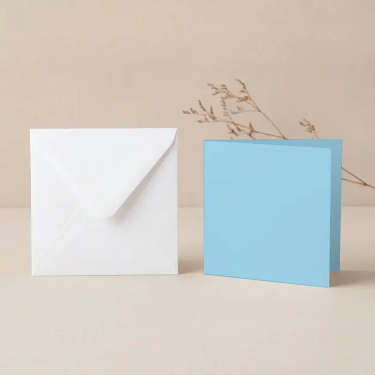 125mm Square Salt Water Lessebo Card - 300gsm Card Blanks & 130mm SQ White Envelopes Pack