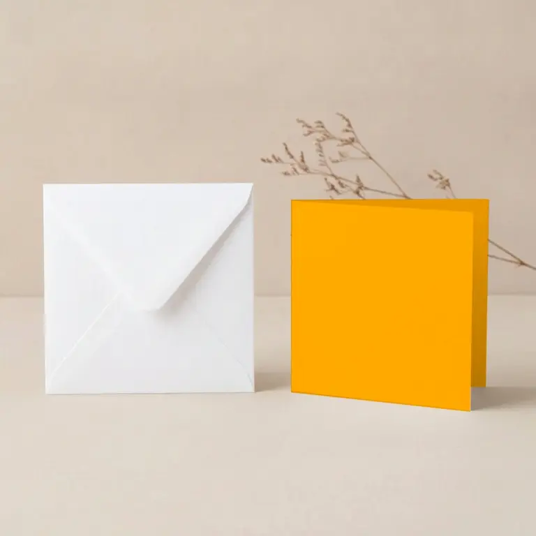 150mm Square Sunset Lessebo Card - 300gsm Card Blanks & 155mm Square White Envelopes Pack