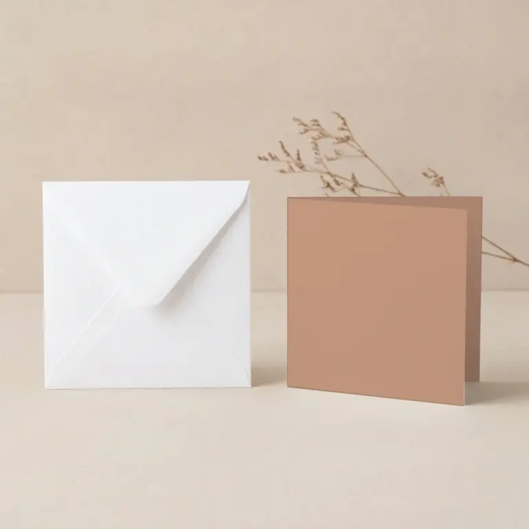 125mm Square Vanguard Biscuit Card Blanks & 130mm SQ White Envelopes Pack