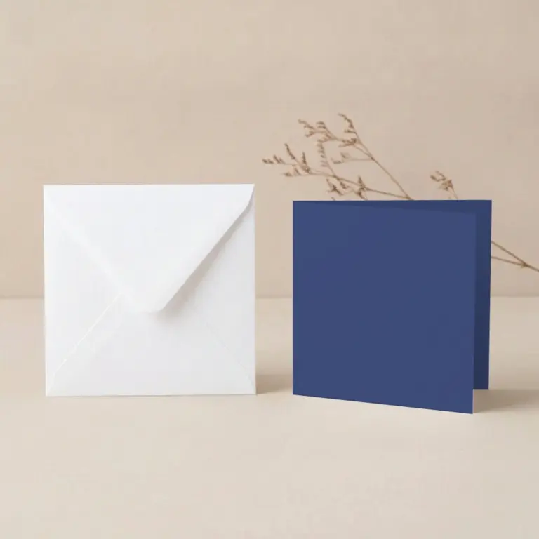 125mm Square Vanguard Cobalt Blue Card Blanks & 130mm SQ White Envelopes Pack