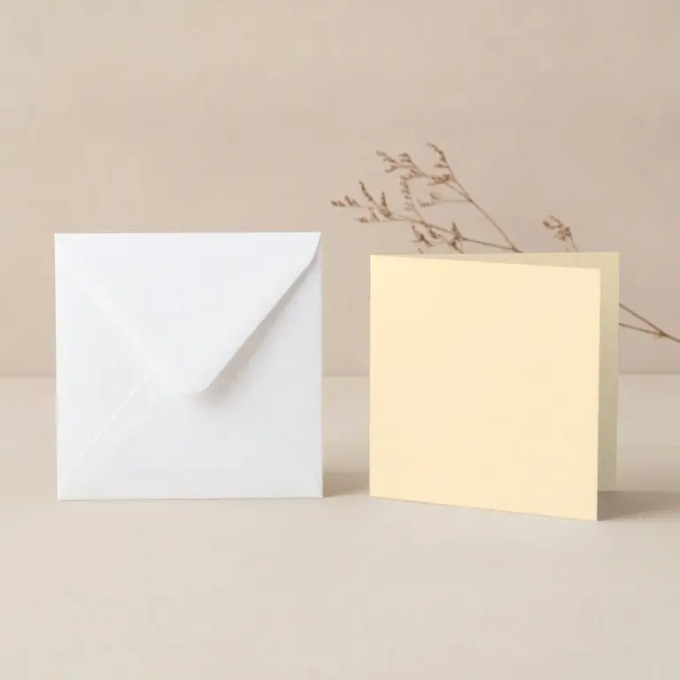 125mm Square Vanguard Cream Vellum Card Blanks & 130mm SQ White Envelopes Pack