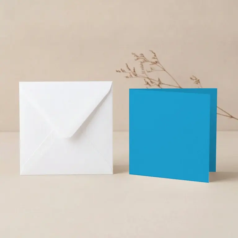 125mm Square Vanguard Deep Blue Card Blanks & 130mm SQ White Envelopes Pack