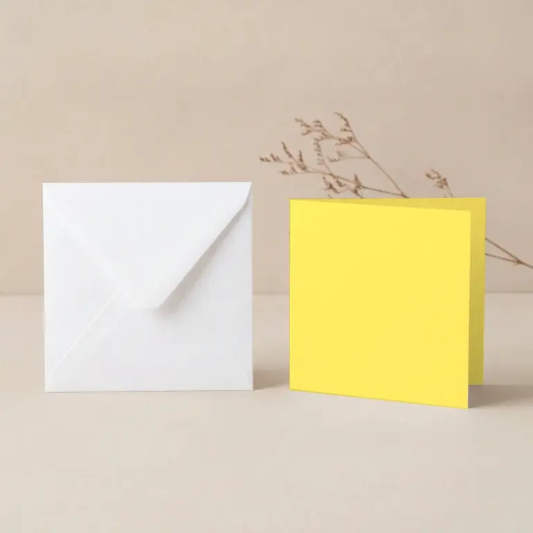 125mm Square Vanguard Sunlight Yellow Card Blanks & 130mm SQ White Envelopes Pack