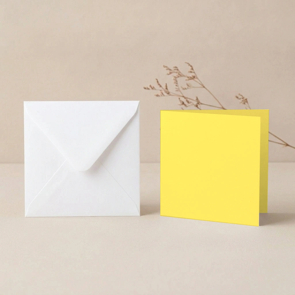 125mm Square Vanguard Sunlight Yellow Card Blanks & 130mm SQ White Envelopes Pack